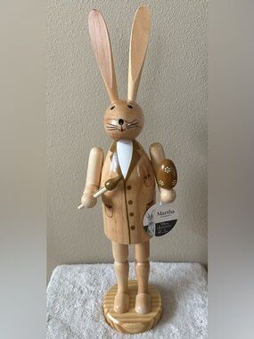 Martha Stewart Wooden Mr Easter Bunny painting Easter Egg Figurine NWT